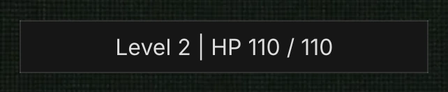 Blue Box Generator preview: a grey one-line box reading "Level 2 | HP 110 / 110".